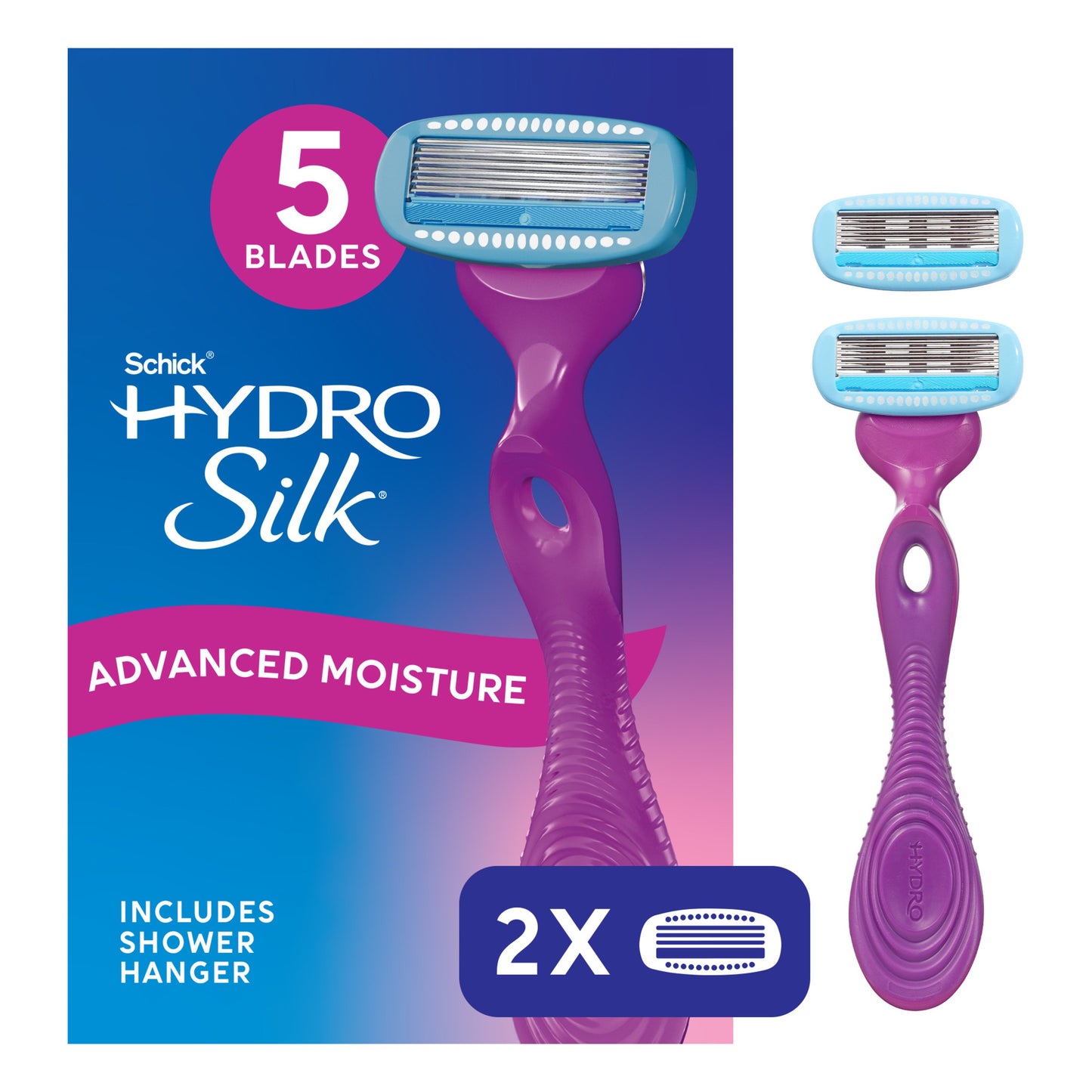 Schick Hydro Silk Schick Hydro Silk Moisture Womens Razor, 5-Blade Moisturizing Razor for Women, 1 Razor & 2 Razor Blade Refills