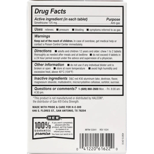 H-E-B Extra Strength Gas Relief Cherry Chewable Tablets