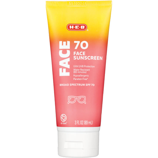 H-E-B Broad Spectrum Sunscreen Face Lotion – SPF 70