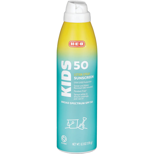 H-E-B Kids Broad Spectrum Sunscreen Spray – SPF 50