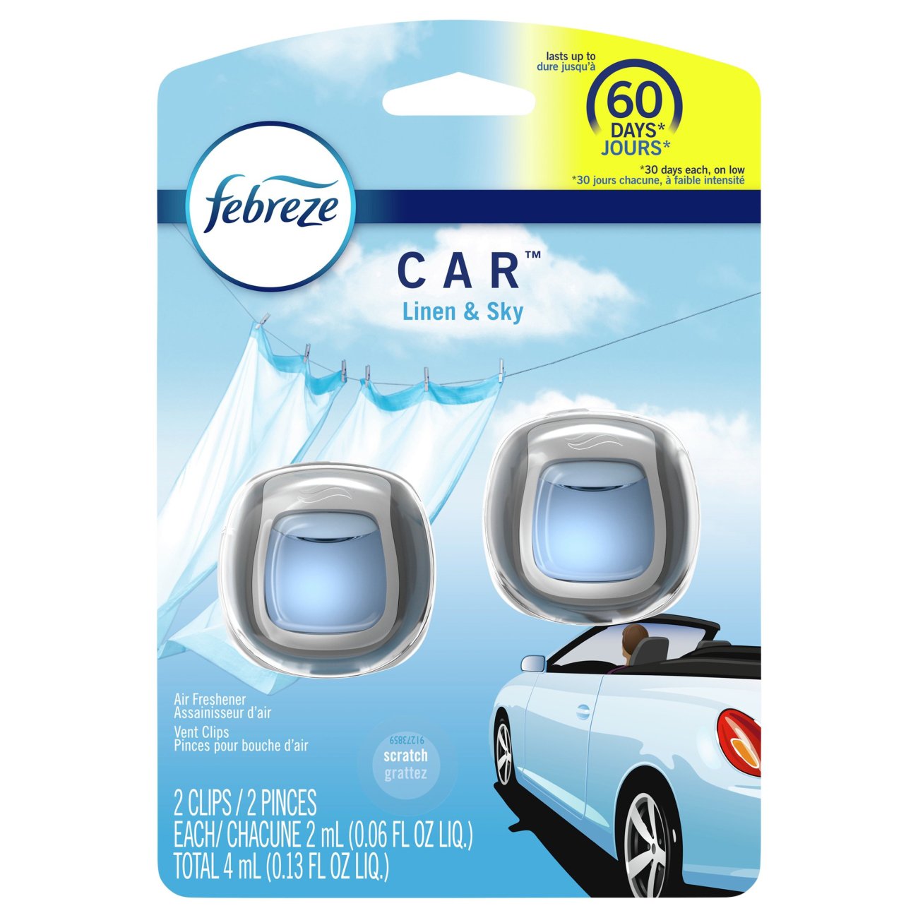 Febreze Car Odor-Eliminating Vent Clips - Linen & Sky
