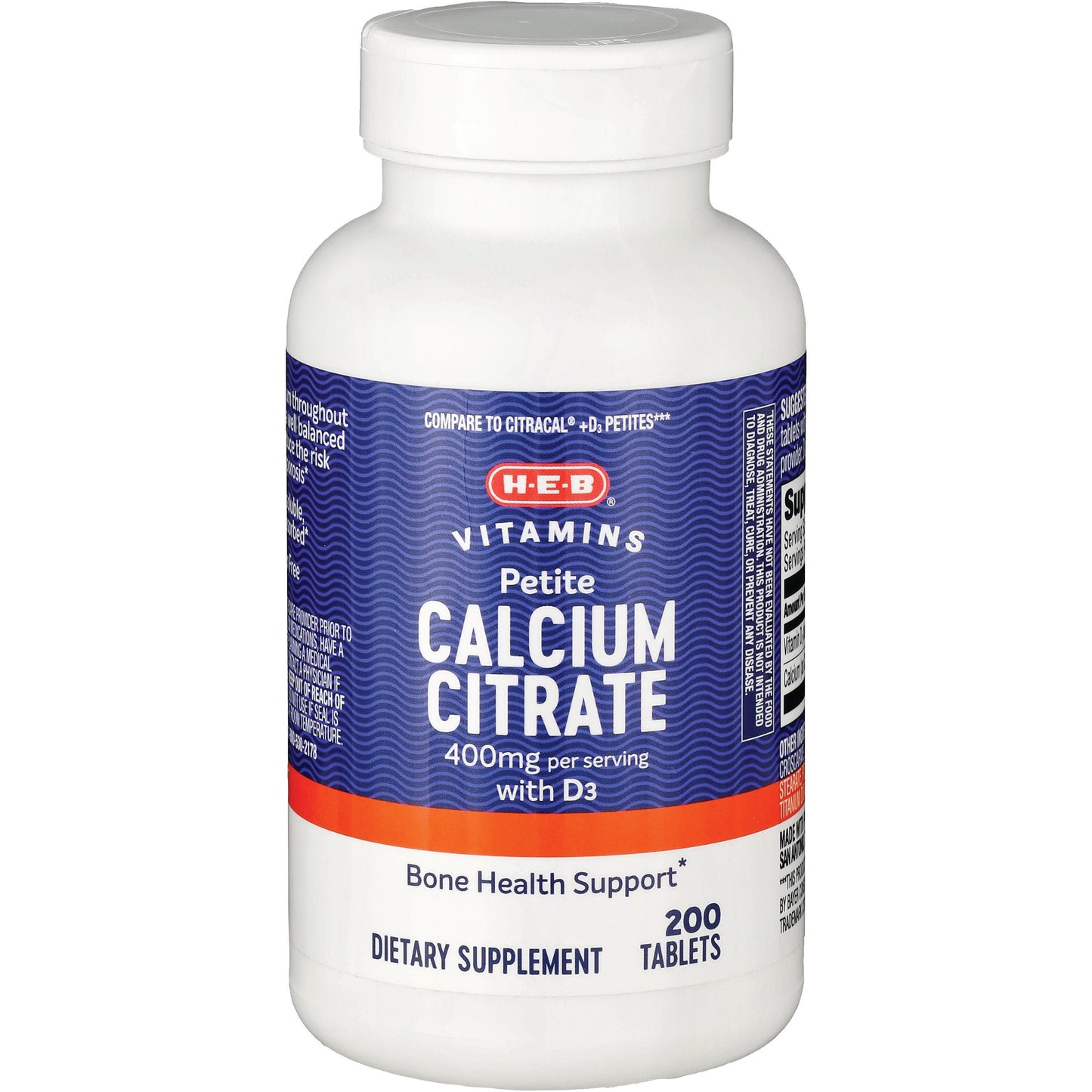 H-E-B Vitamins 400 mg Petite Calcium Citrate with D3 Tablets