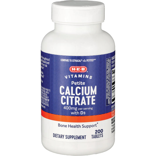 H-E-B Vitamins 400 mg Petite Calcium Citrate with D3 Tablets