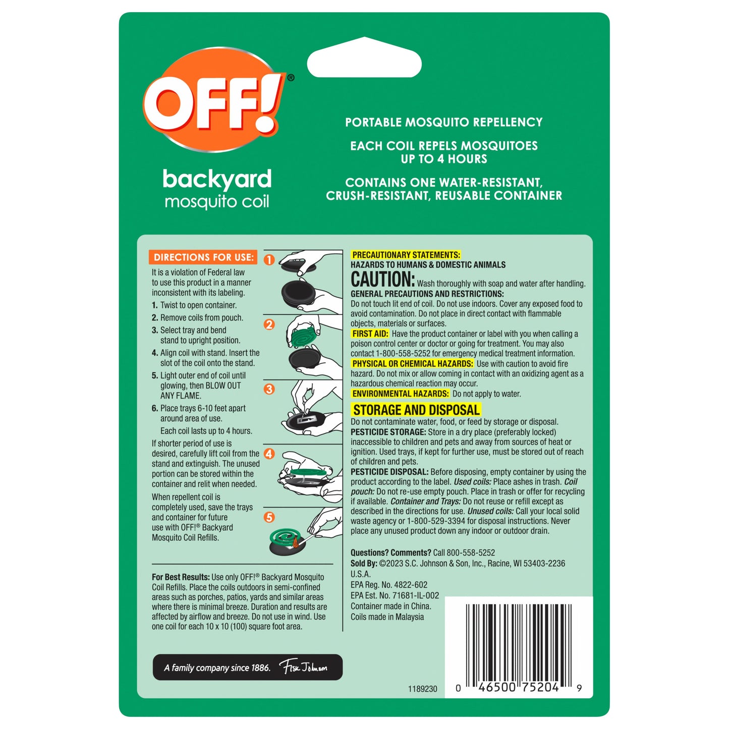 OFF! Backyard Mosquito Repellent Coil - Country Fresh