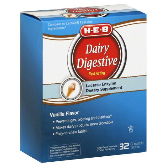 H-E-B Dairy Digestive Fast Acting Chewable Tablets - Vanilla