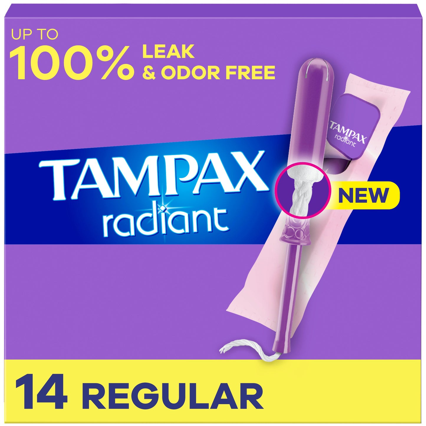 Tampax Radiant Tampons Regular Absorbency, Unscented
