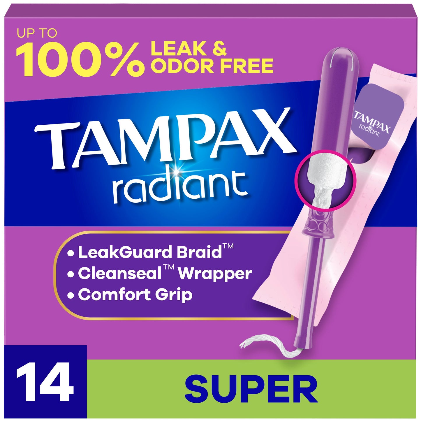 Tampax Radiant Tampons Super Absorbency, Unscented