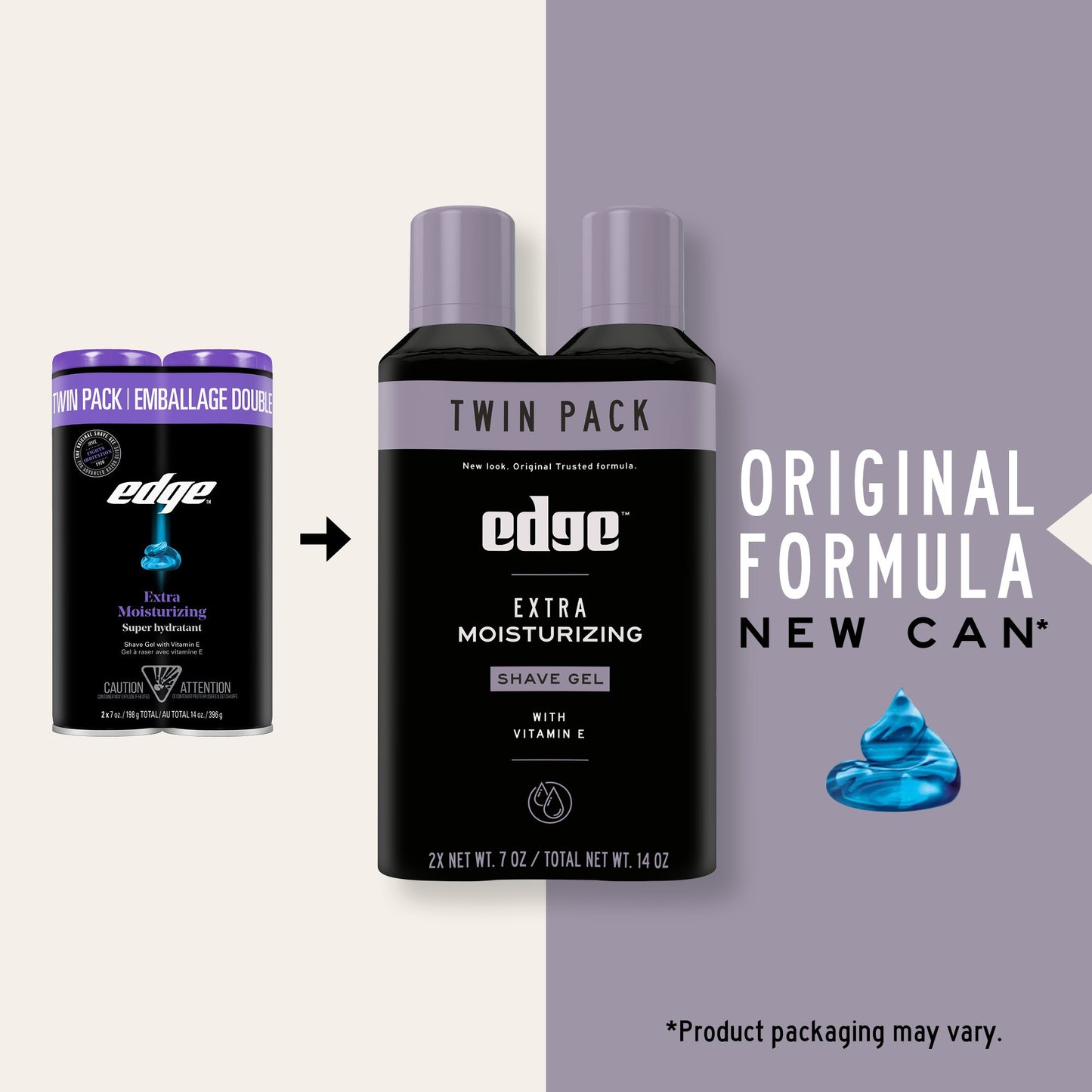 Edge Extra Moisturizing Shave Gel With Vitamin E, Twin Pack