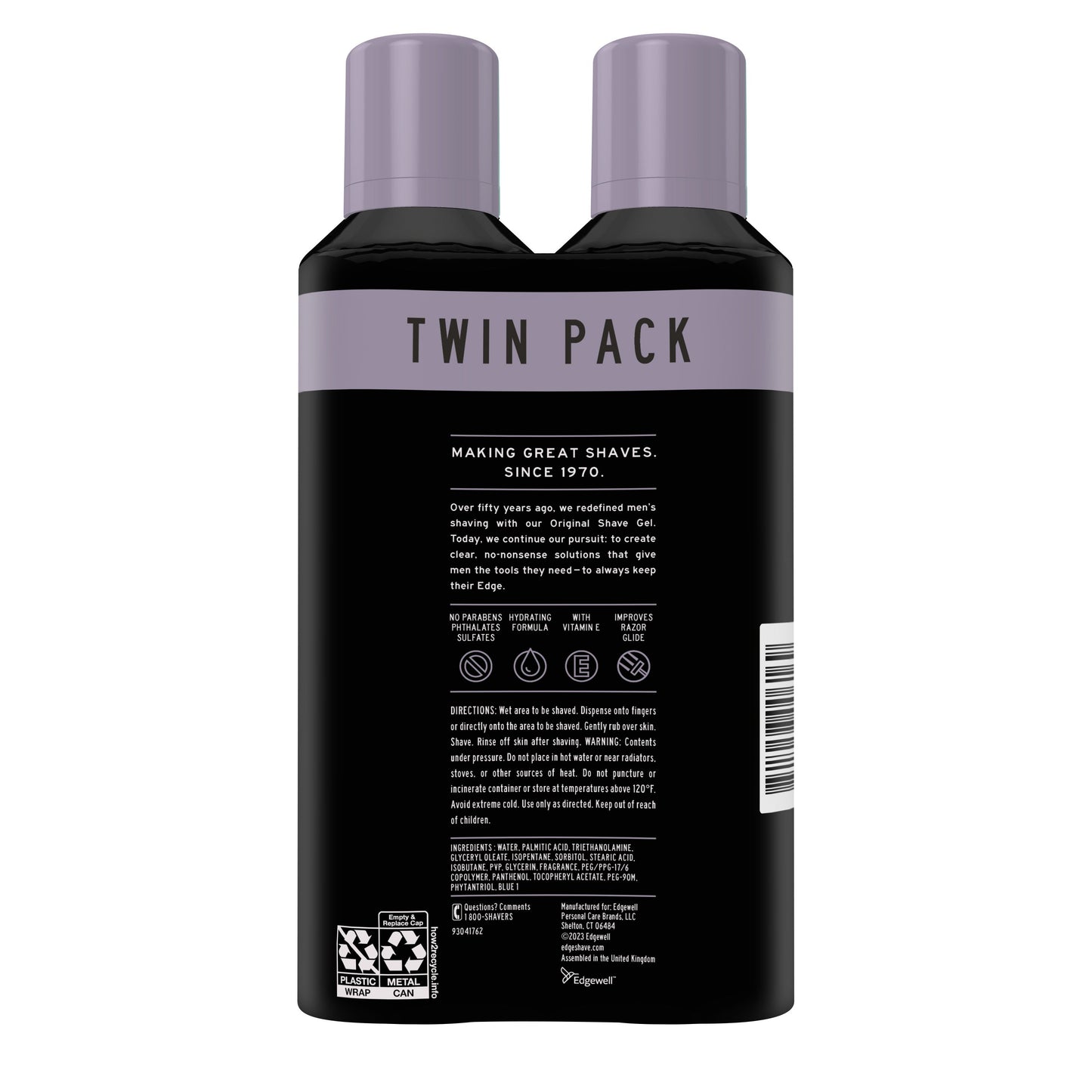 Edge Extra Moisturizing Shave Gel With Vitamin E, Twin Pack