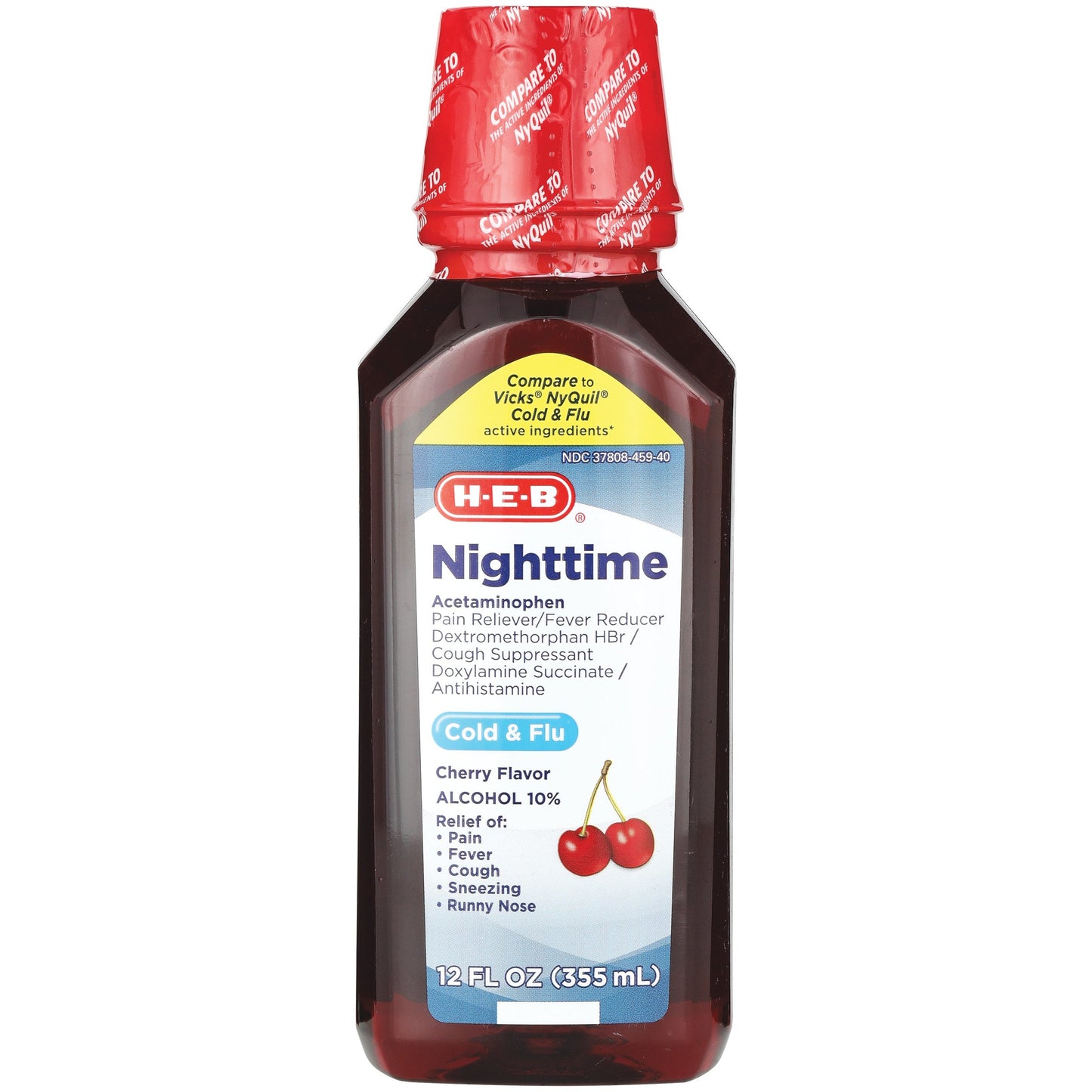 H-E-B Nighttime Cold & Flu Relief Liquid – Cherry Flavor