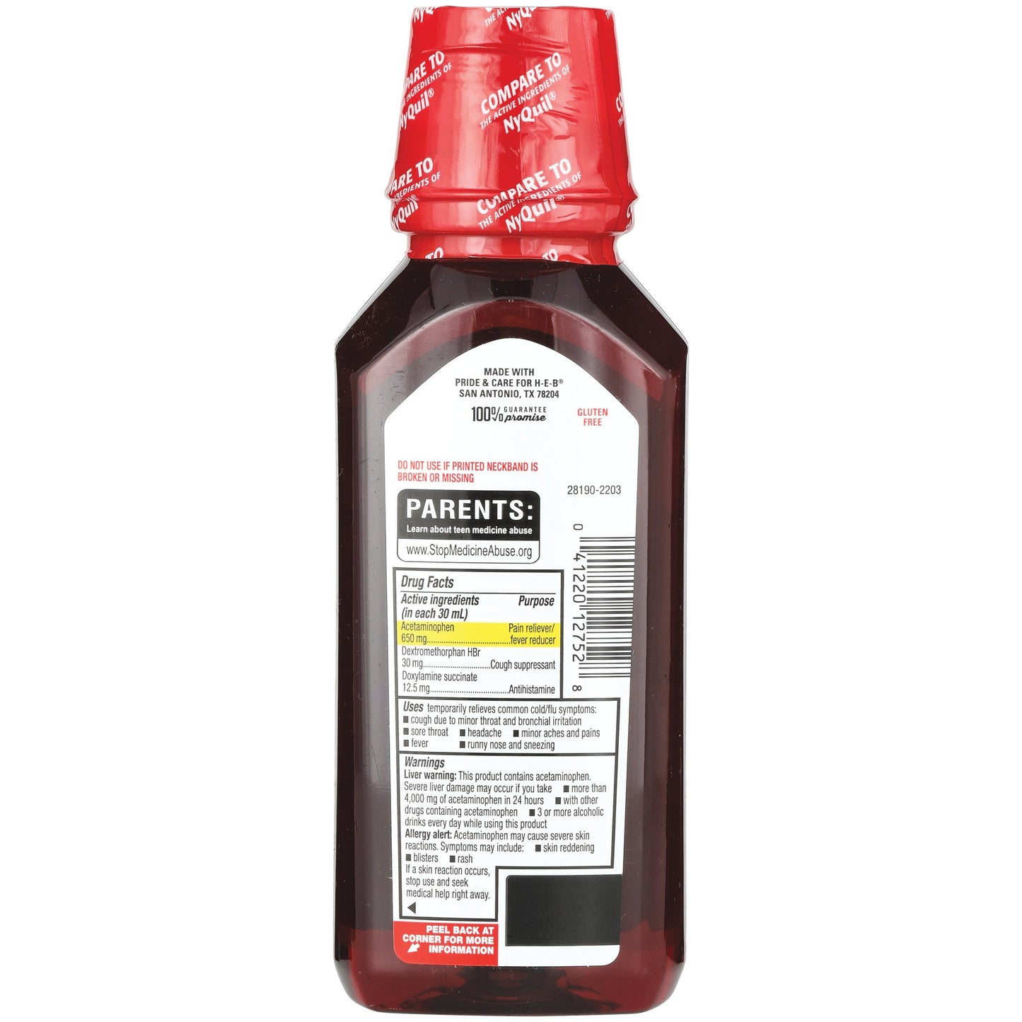 H-E-B Nighttime Cold & Flu Relief Liquid – Cherry Flavor