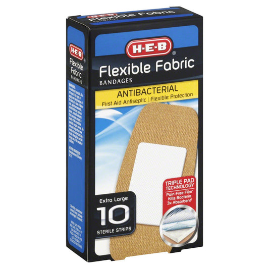 H-E-B Flexible Fabric Antibacterial Bandages – Extra Large