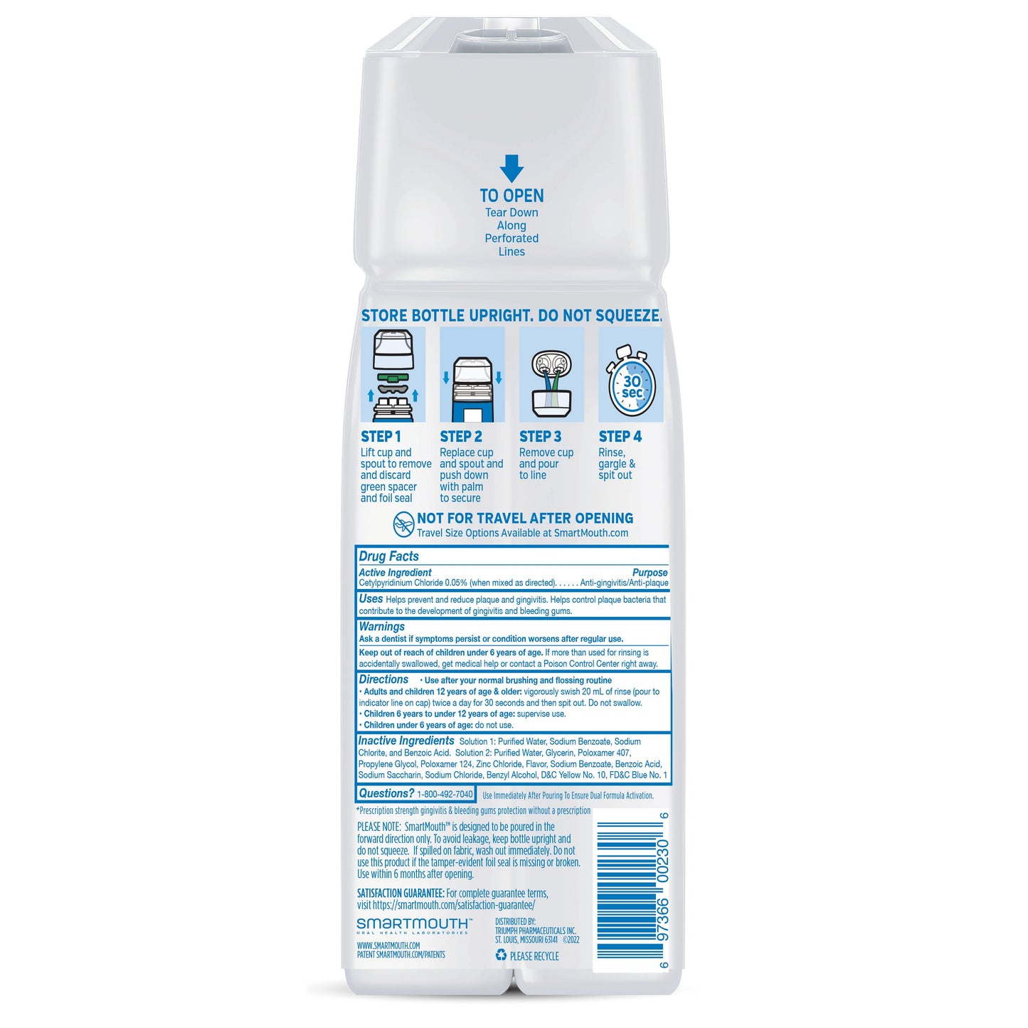 Smart Mouth Clinical Alcohol Free 24 Hour Mouthwash - Clean Mint