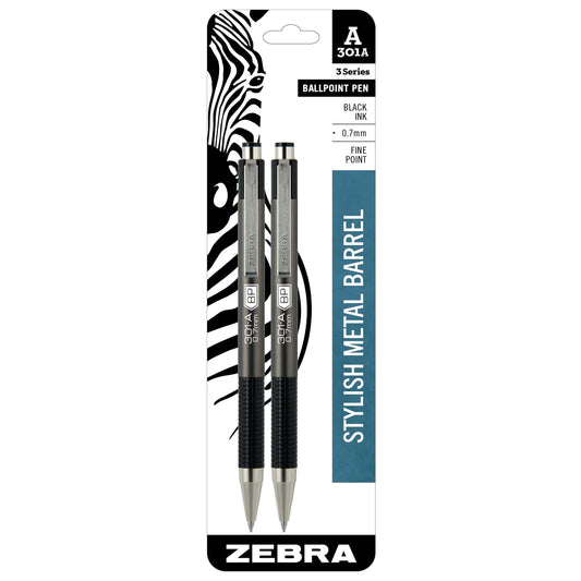 Zebra A-301A 0.7mm Retractable Ballpoint Pens - Black Ink