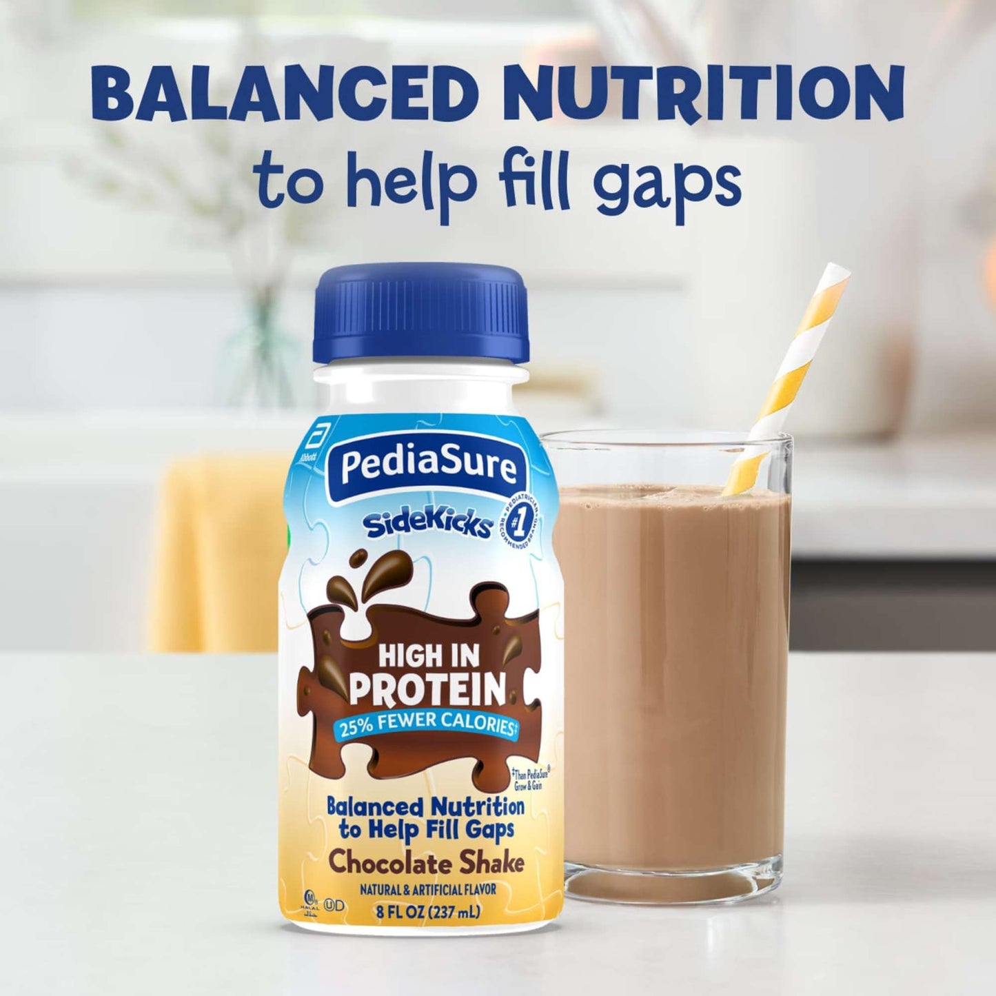 PediaSure SideKicks 10g Protein Nutrtional Shake for Kids - Chocolate, 8 oz Bottles