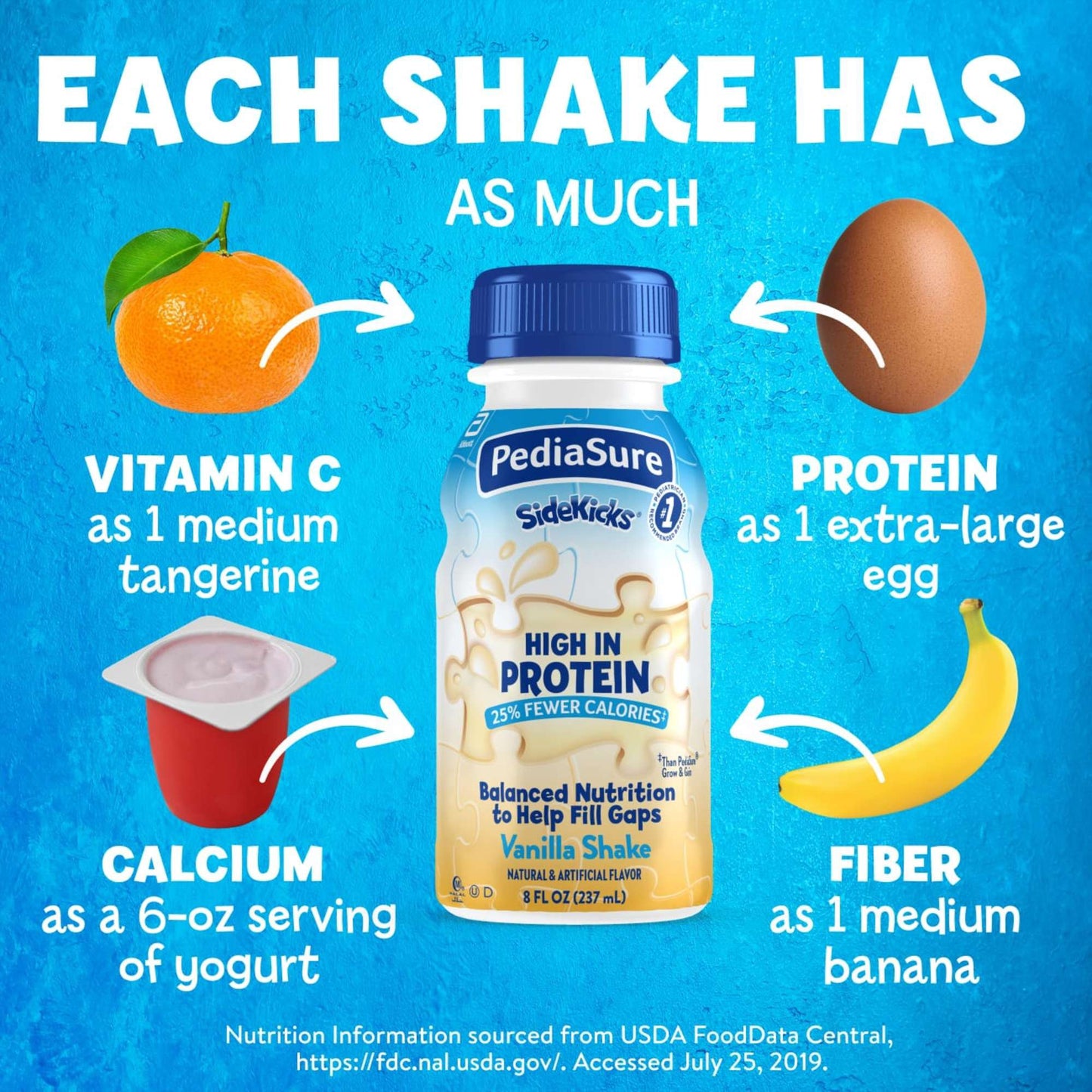 PediaSure SideKicks 10g Protein Nutrtional Shake for Kids - Vanilla, 8 oz Bottles