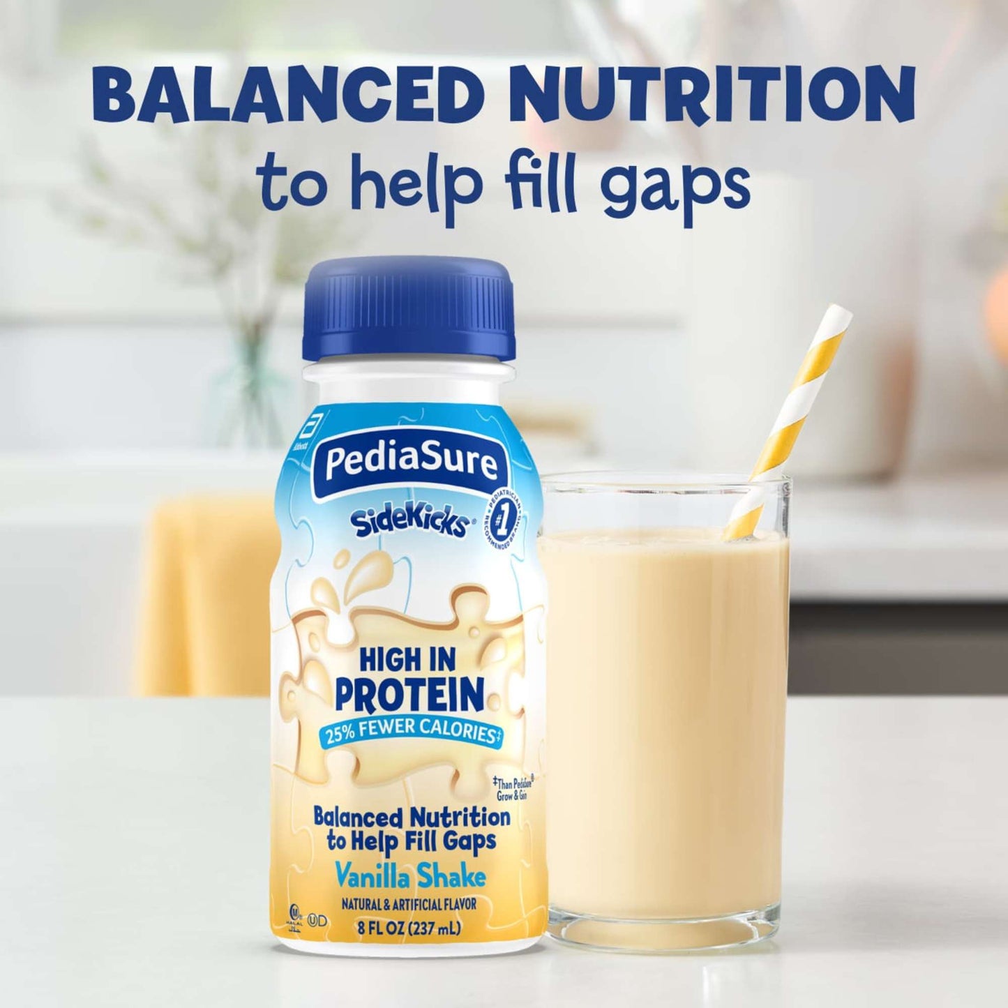 PediaSure SideKicks 10g Protein Nutrtional Shake for Kids - Vanilla, 8 oz Bottles