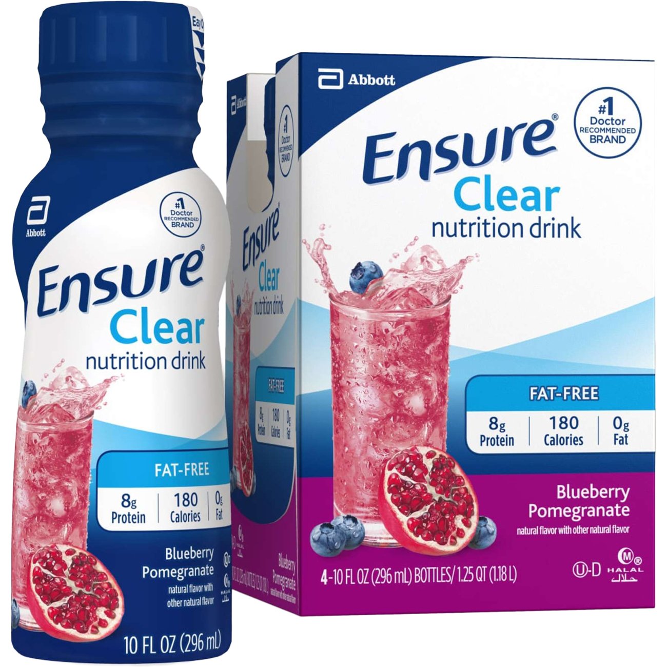Ensure 8g Protein Clear Nutrition Drink - Blueberry Pomegranate, 4 pk