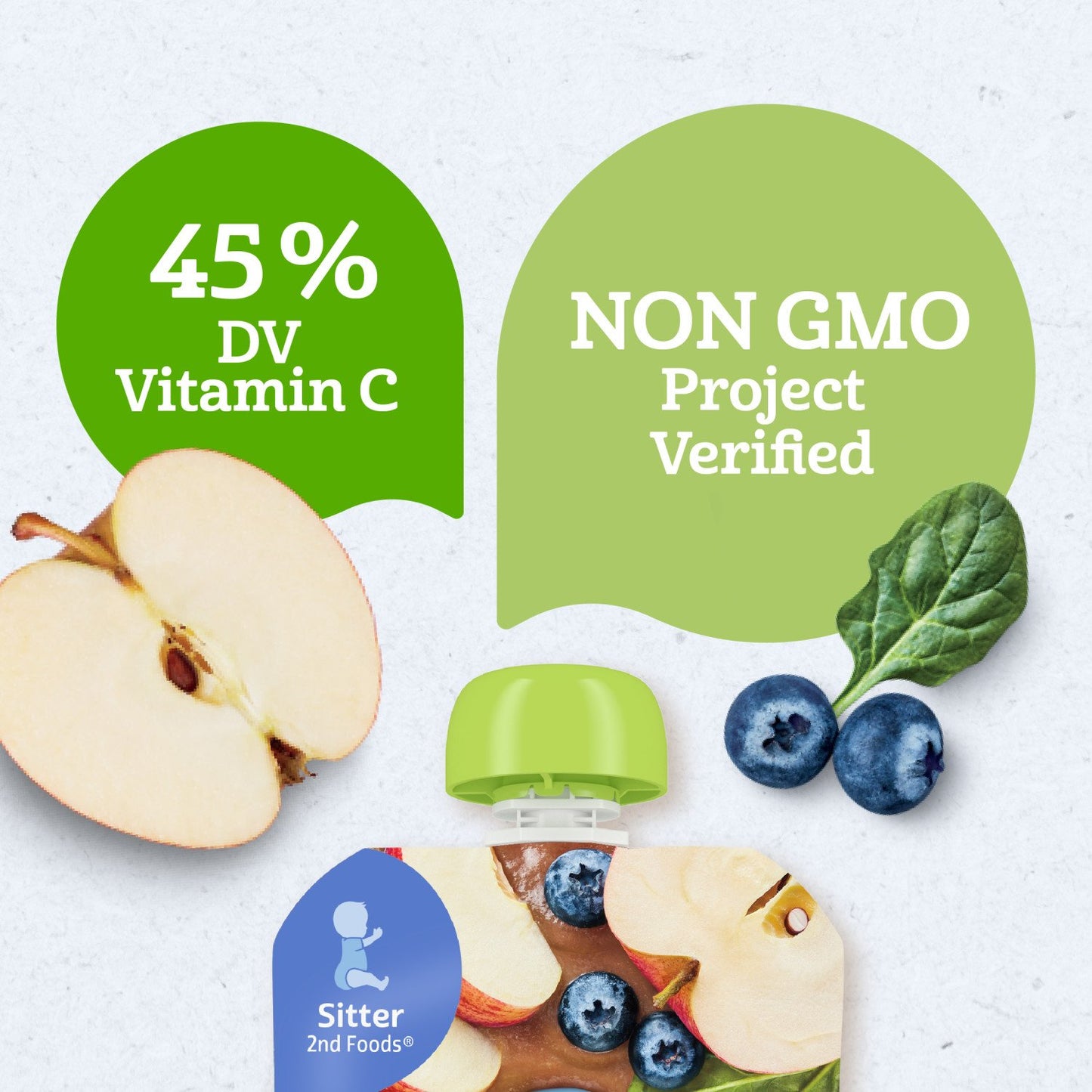Gerber Stage 2 Baby Food Pouch - Organic Apple Blueberry Spinach Puree