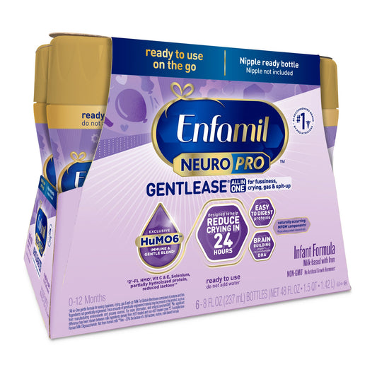 Enfamil NeuroPro Gentlease Ready-to-Feed Baby Formula for Easing Fussiness, Gas, Spit-up in 24 Hrs,  8 oz Bottles