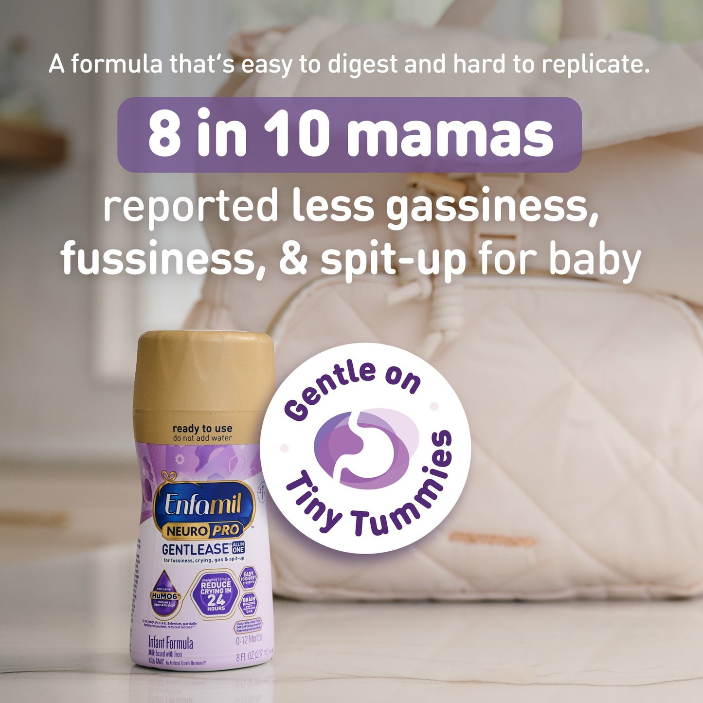 Enfamil NeuroPro Gentlease Ready-to-Feed Baby Formula for Easing Fussiness, Gas, Spit-up in 24 Hrs,  8 oz Bottles