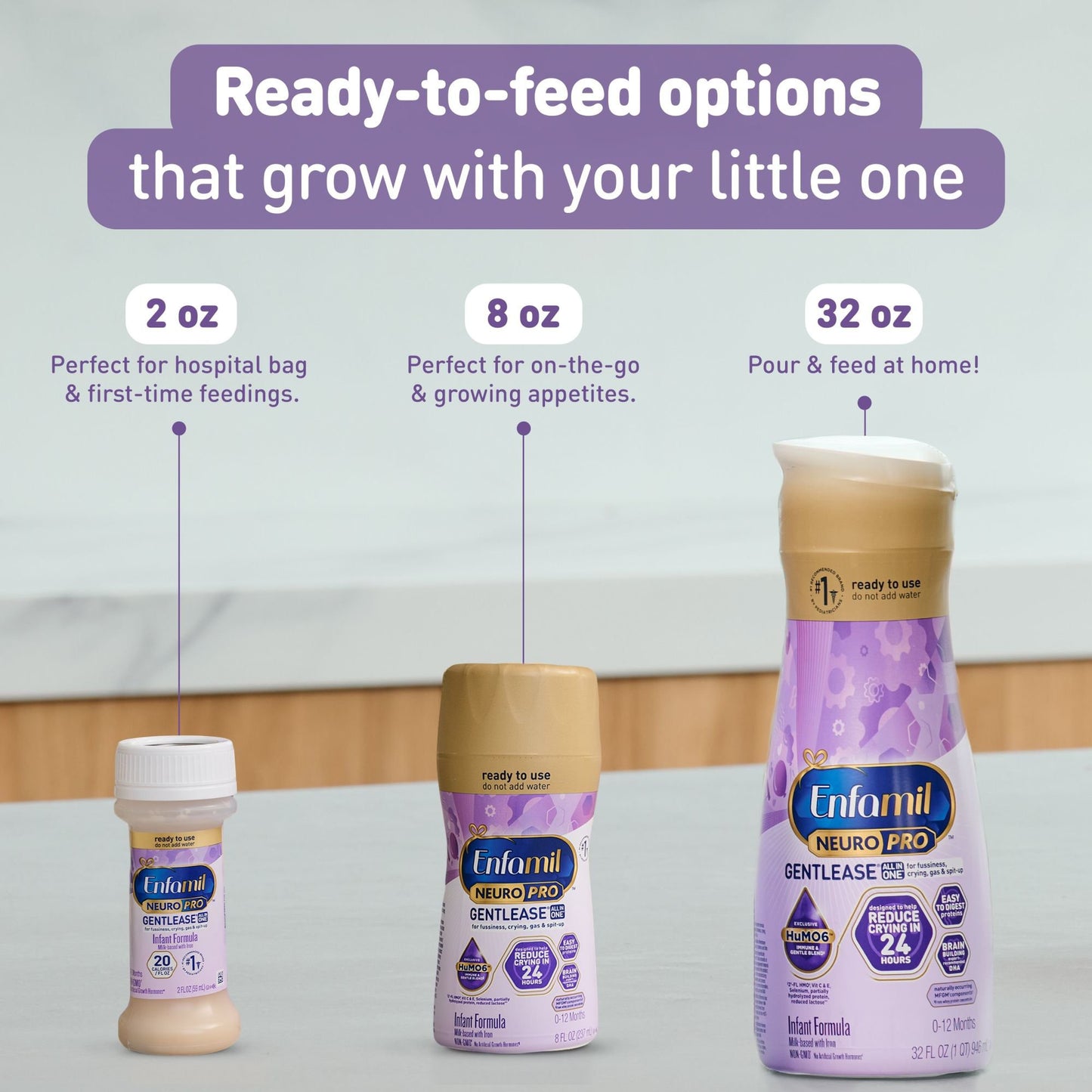 Enfamil NeuroPro Gentlease Ready-to-Feed Baby Formula for Easing Fussiness, Gas, Spit-up in 24 Hrs,  8 oz Bottles