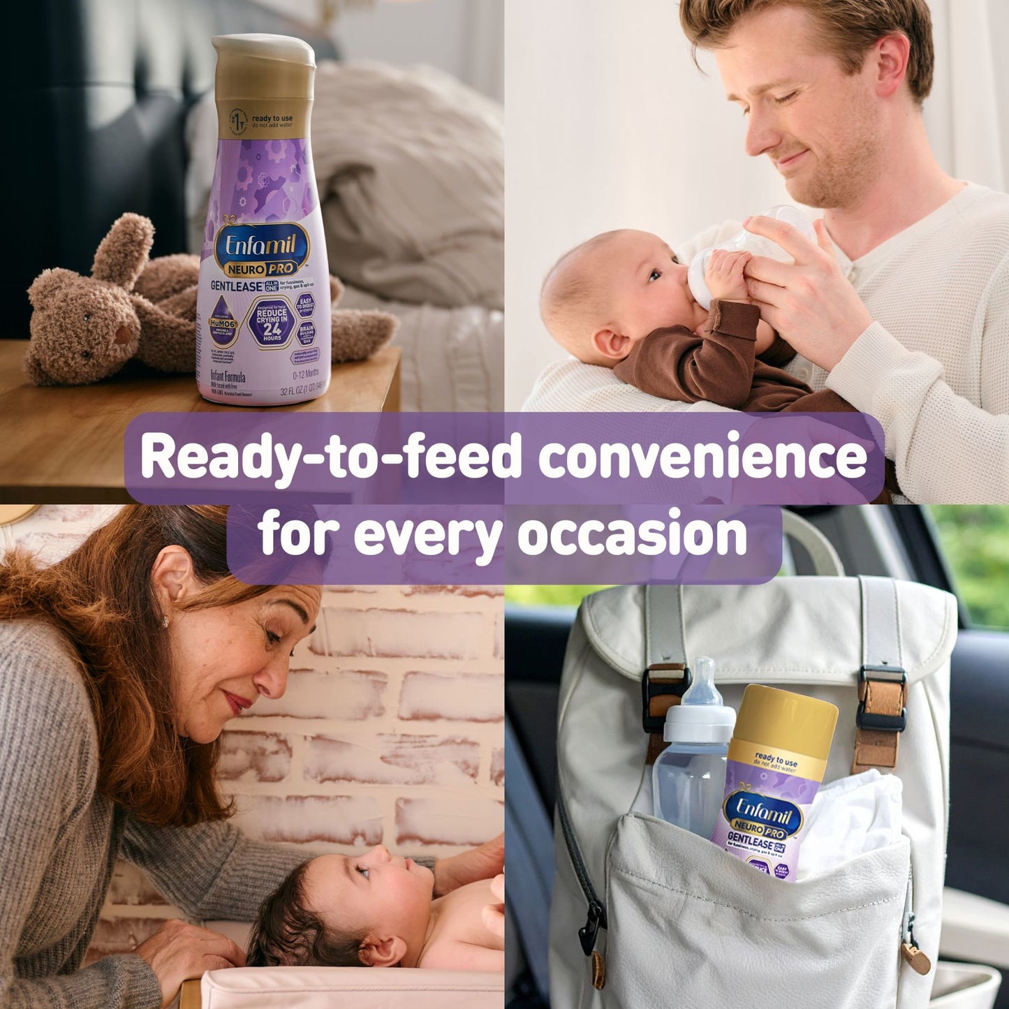 Enfamil NeuroPro Gentlease Ready-to-Feed Baby Formula for Easing Fussiness, Gas, Spit-up in 24 Hrs,  8 oz Bottles