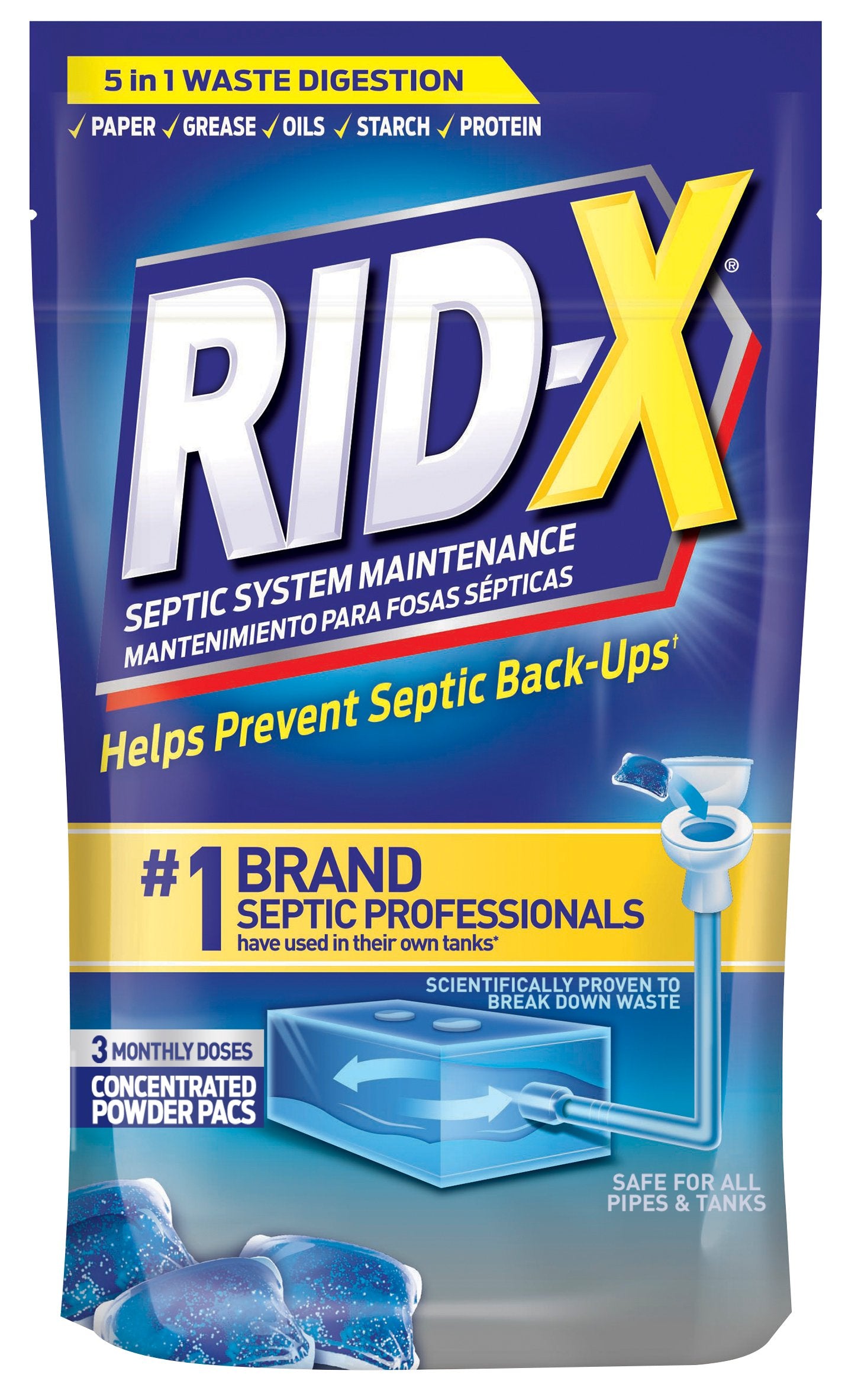 RID-X Septic Tank Treatment, 3 Month Supply Of Septi-Pacs