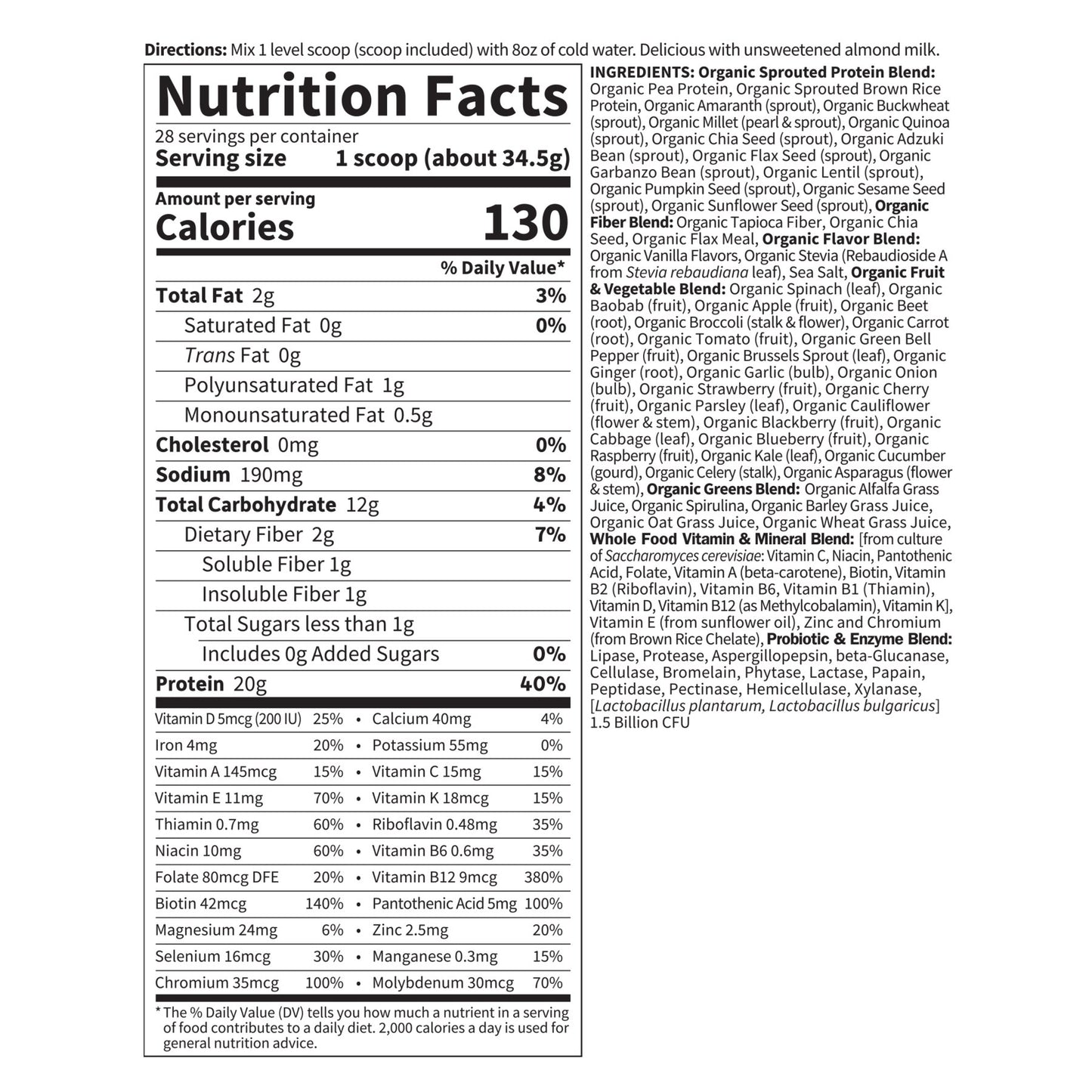 Garden of Life Raw Organic 20g Protein Meal Replacement - Vanilla