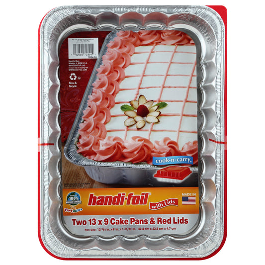 Handi-Foil Cake Pans & Red Lids, 2 pk