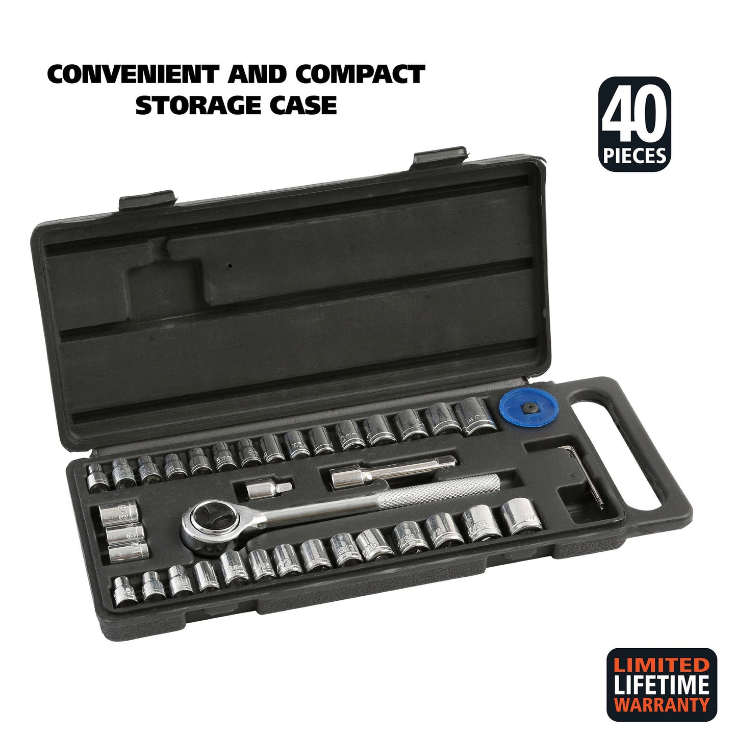 Great Neck Drive Ratchet & Socket Set with Carry Case