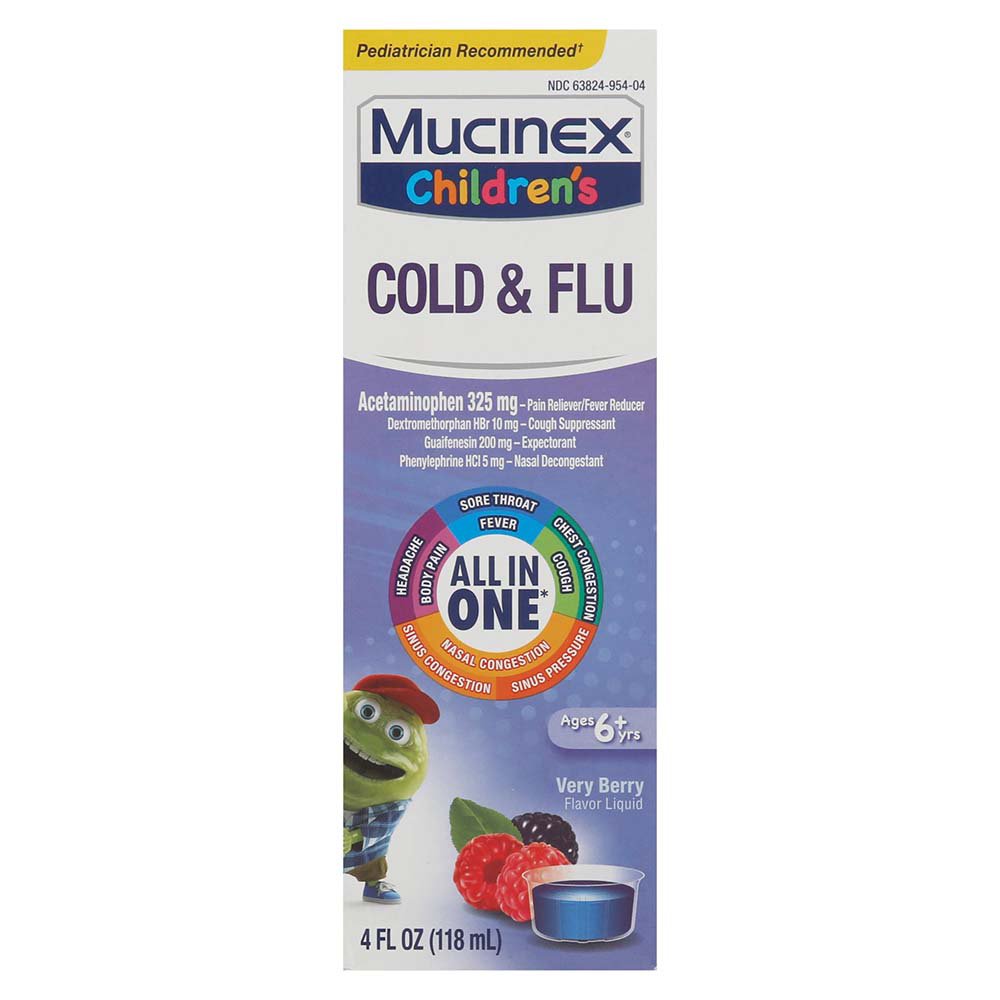 Mucinex Children’s Cold & Flu Multi-Symptom Relief, Very Berry Flavor