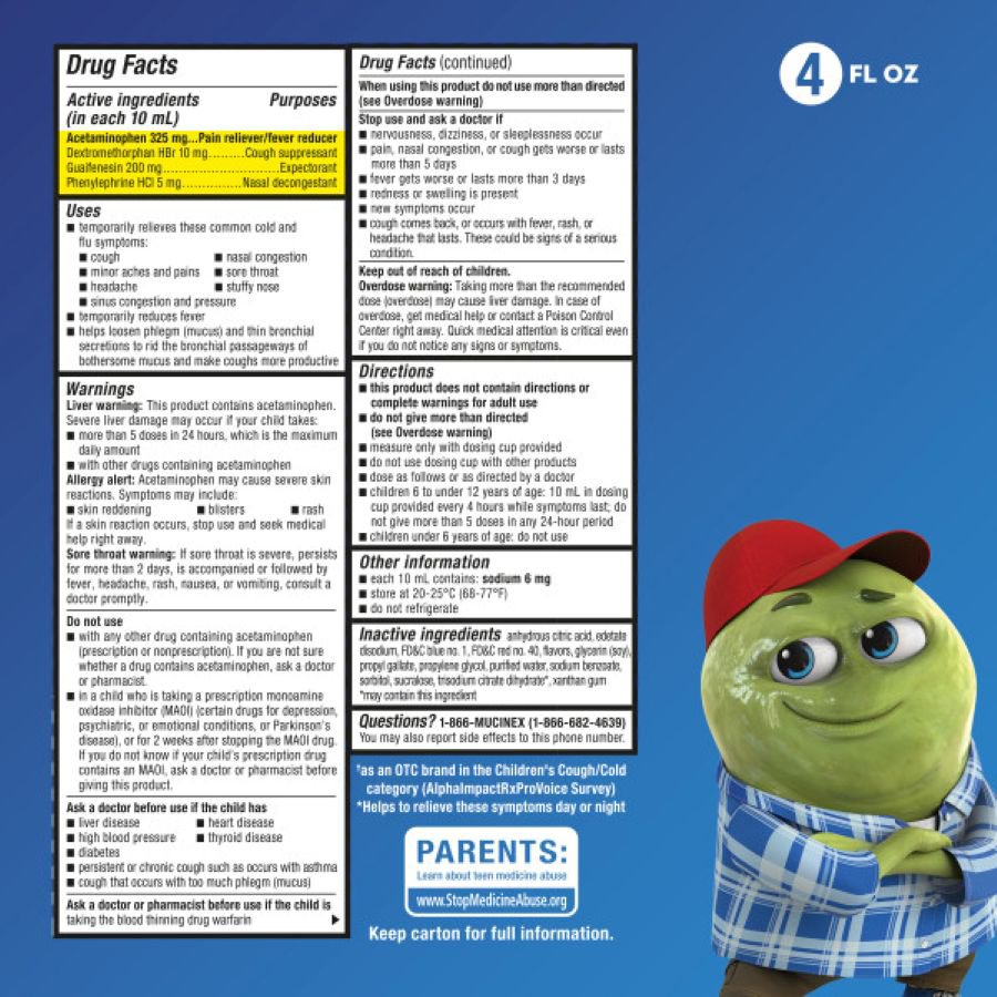 Mucinex Children’s Cold & Flu Multi-Symptom Relief, Very Berry Flavor