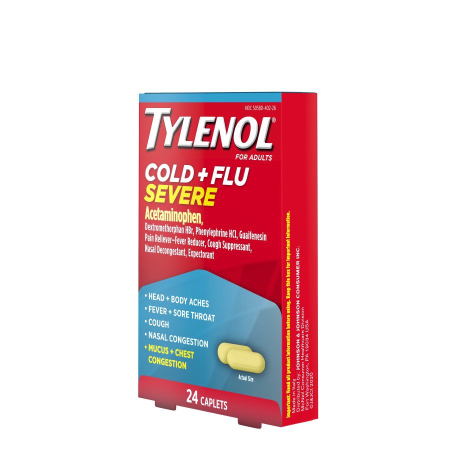 Tylenol Cold Flu Severe Caplets for Multi-Symptom Relief