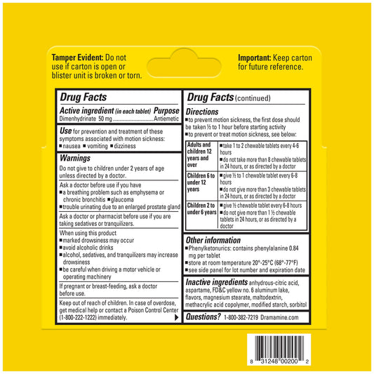Dramamine Motion Sickness Relief - Chewable Orange