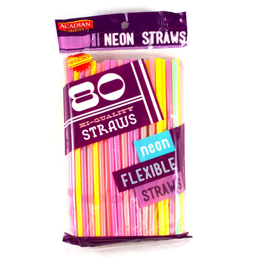 Acadian Trading Neon Flexible Straws