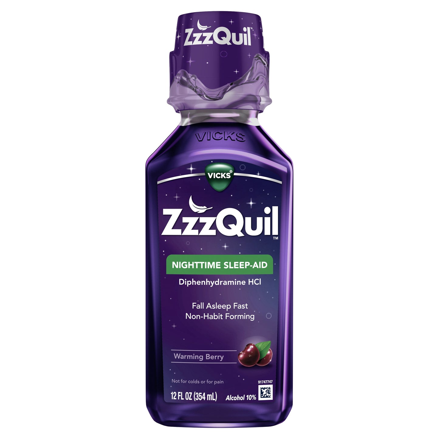 Vicks ZzzQuil Liquid Nighttime Sleep Aid, Warming Berry Flavor