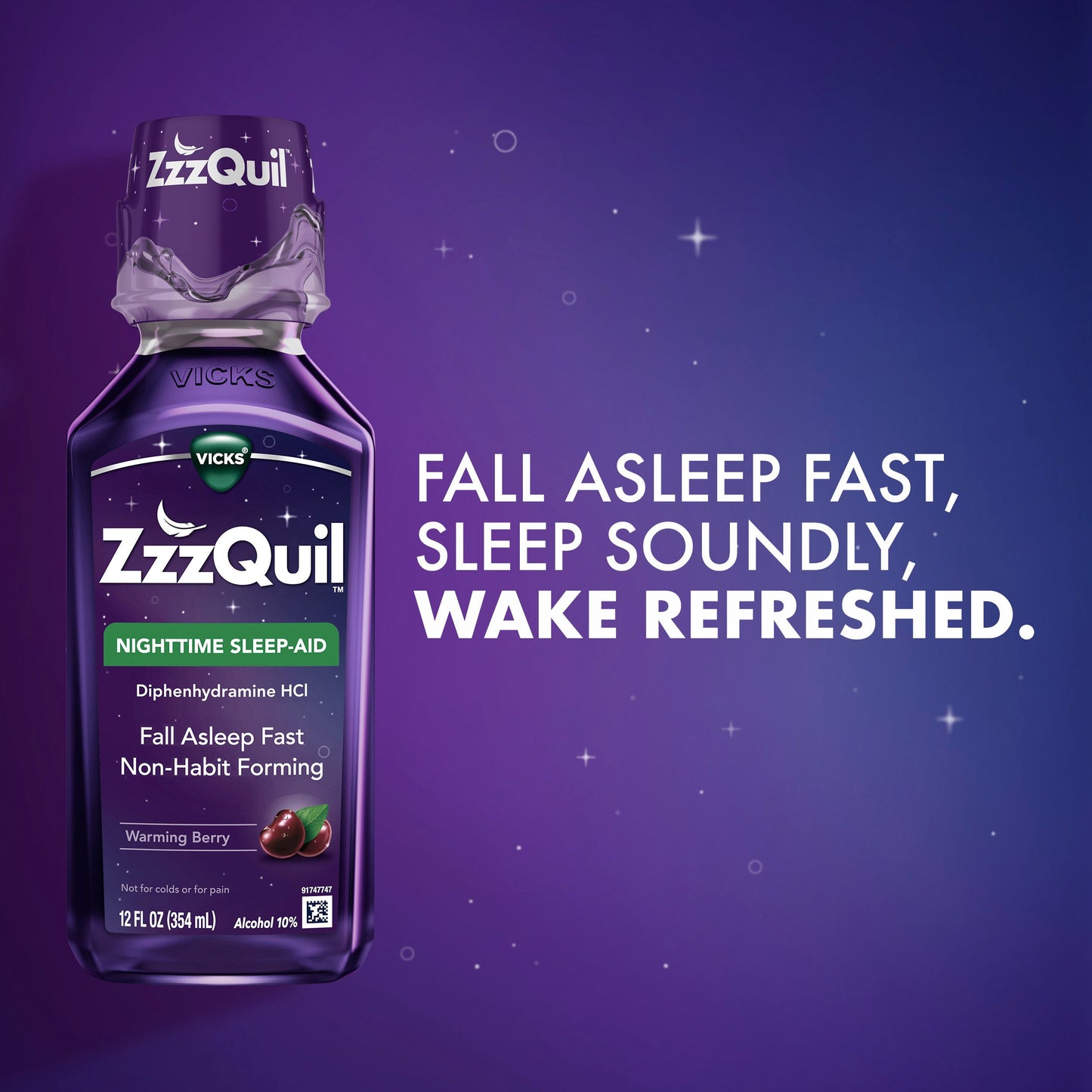 Vicks ZzzQuil Liquid Nighttime Sleep Aid, Warming Berry Flavor