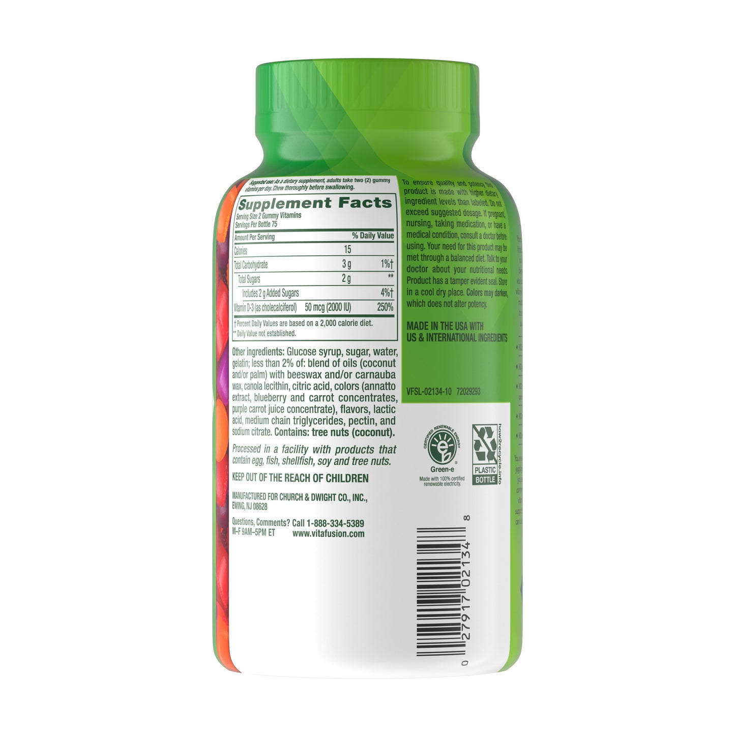 Vitafusion Vitamin D3 2000 IU Gummies - Berry & Peach