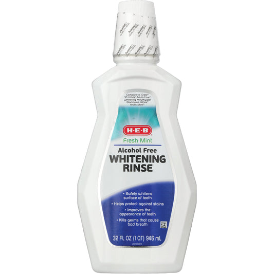 H-E-B Alcohol Free Whitening Oral Rinse - Fresh Mint