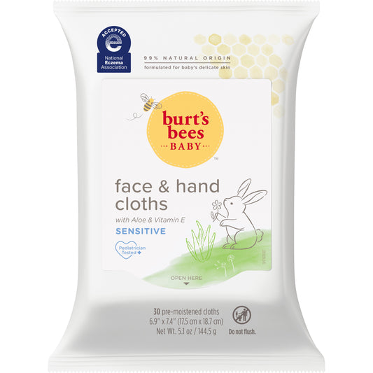 Burt's Bees Baby Sensitive Face & Hand Cloths - Unscented