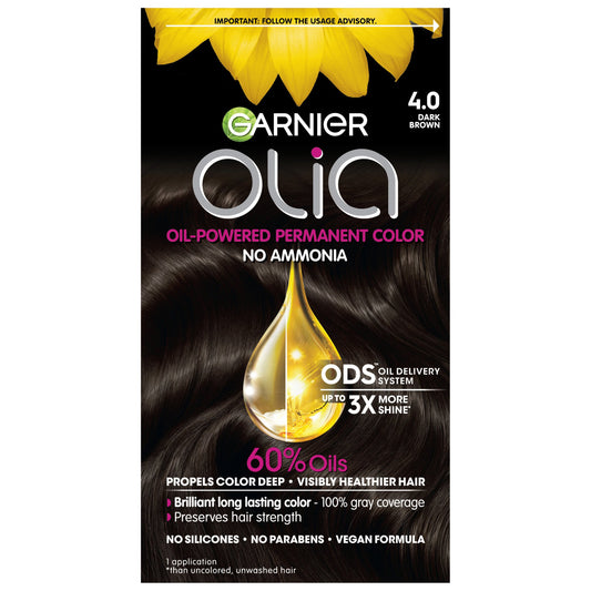 Garnier Olia Oil Powered Ammonia Free Permanent Hair Color 4.0 Dark Brown