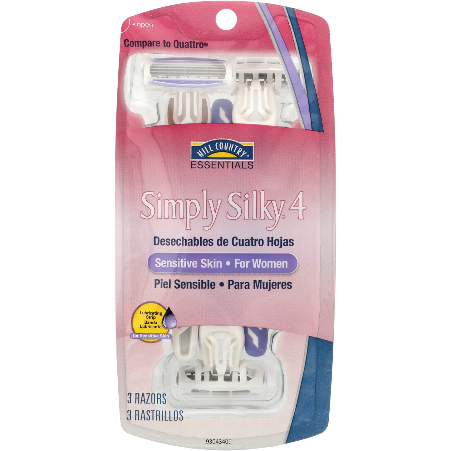 Hill Country Essentials Simply Silky 4 Women's Disposable Razors - Sensitive Skin