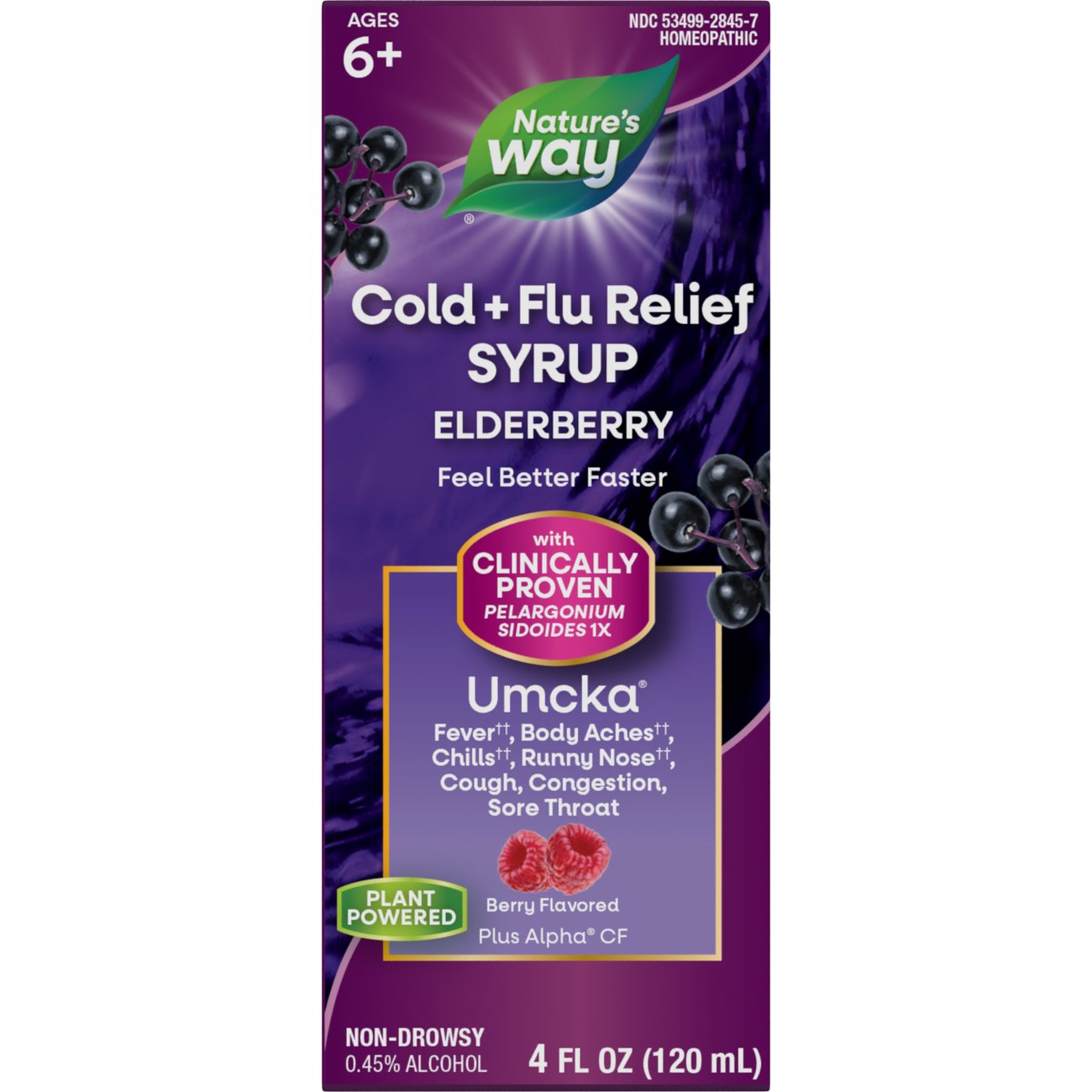 Nature's Way Umcka Cold + Flu Relief Elderberry Syrup - Berry Flavor