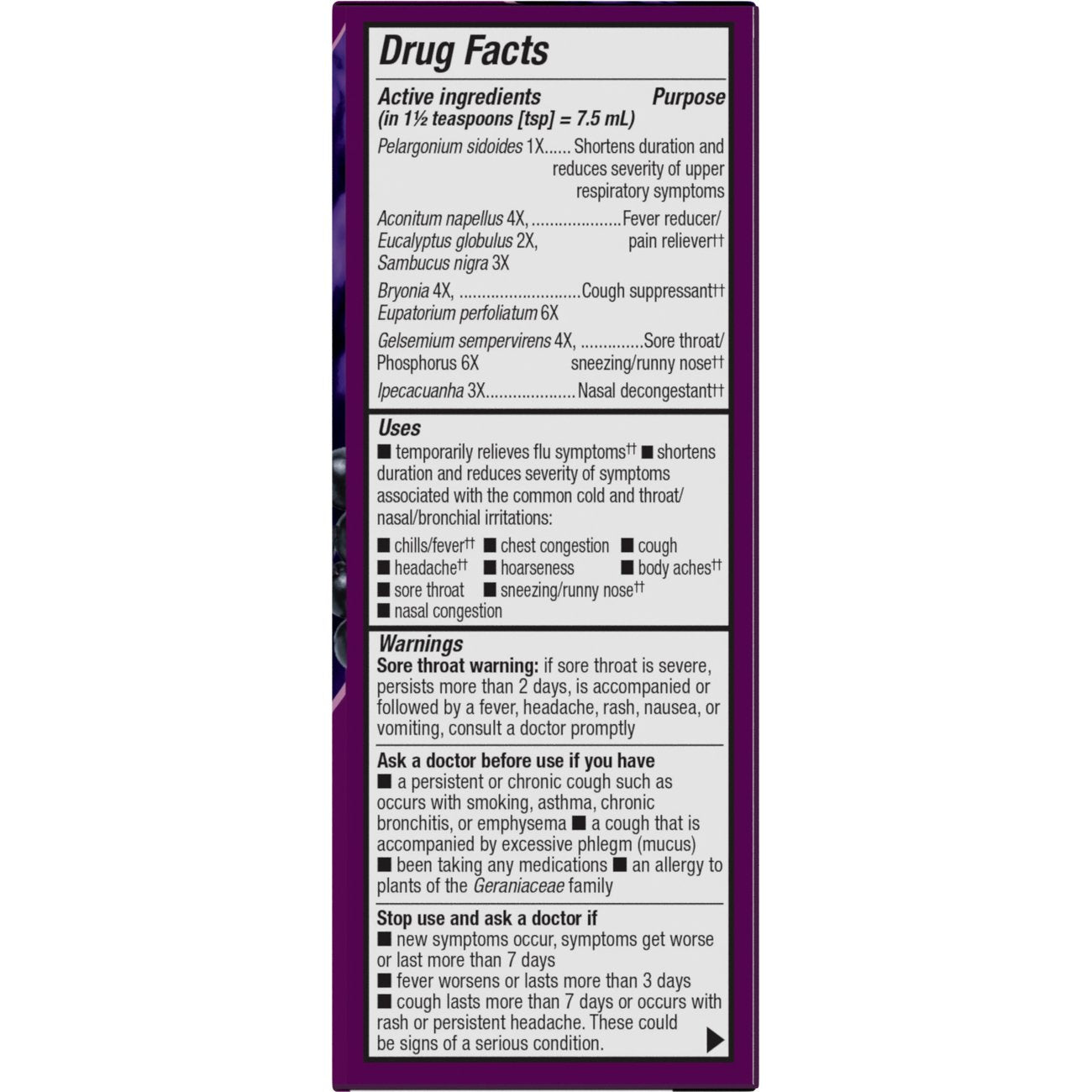 Nature's Way Umcka Cold + Flu Relief Elderberry Syrup - Berry Flavor