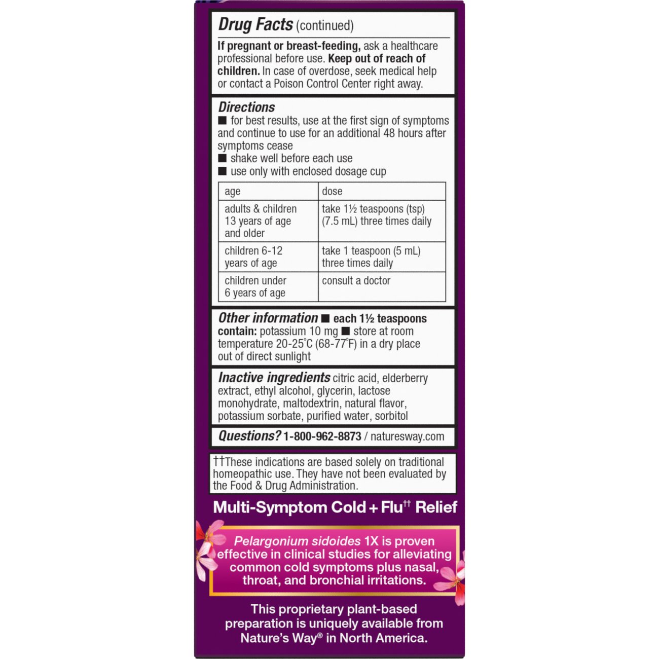 Nature's Way Umcka Cold + Flu Relief Elderberry Syrup - Berry Flavor