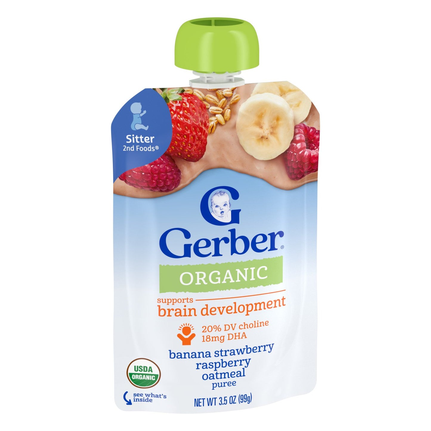 Gerber Organic for Toddler Wonderfoods Pouch - Banana Strawberry Raspberry Mixed Grain