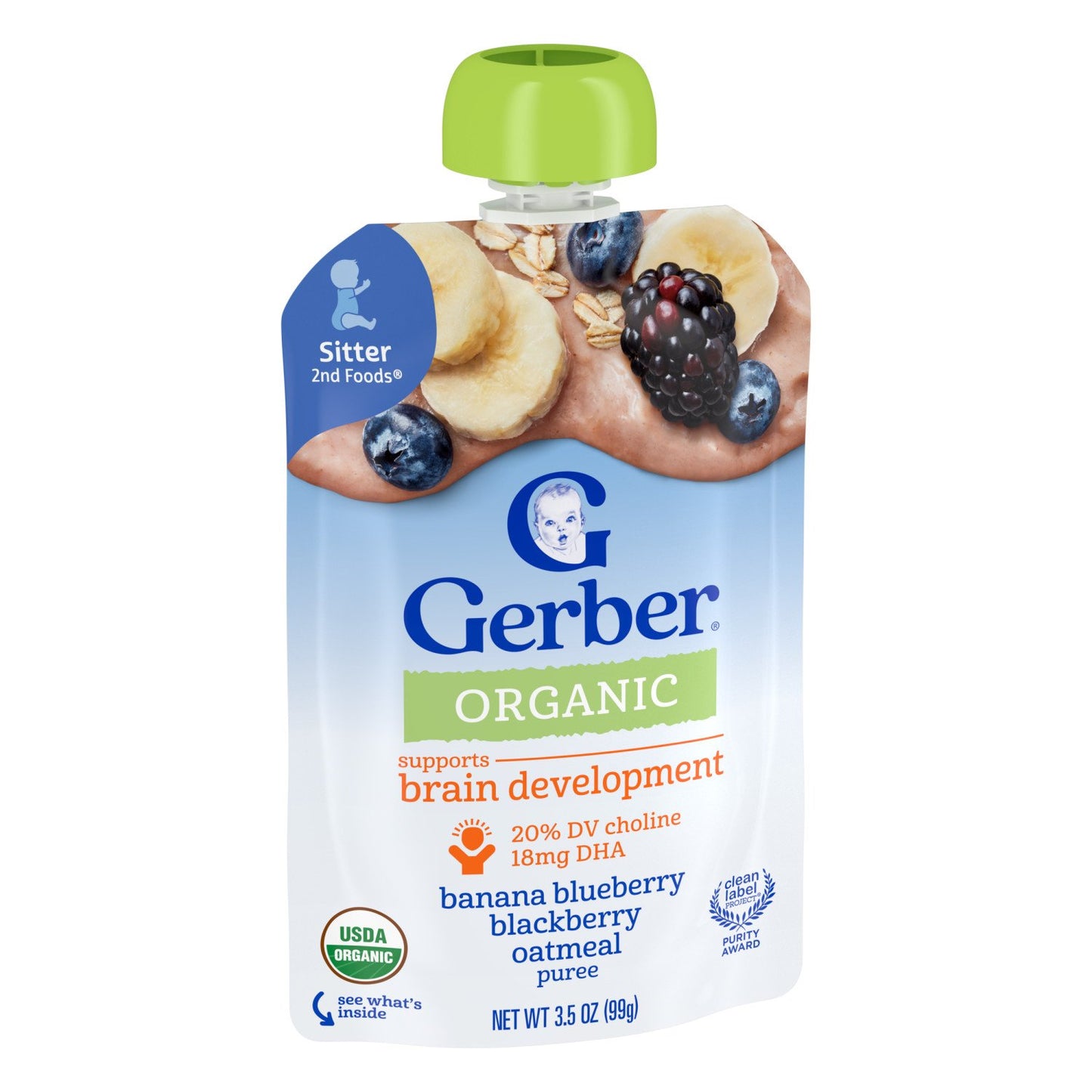 Gerber Organic for Baby Wonderfoods Pouch - Banana Blueberry Blackberry & Oatmeal