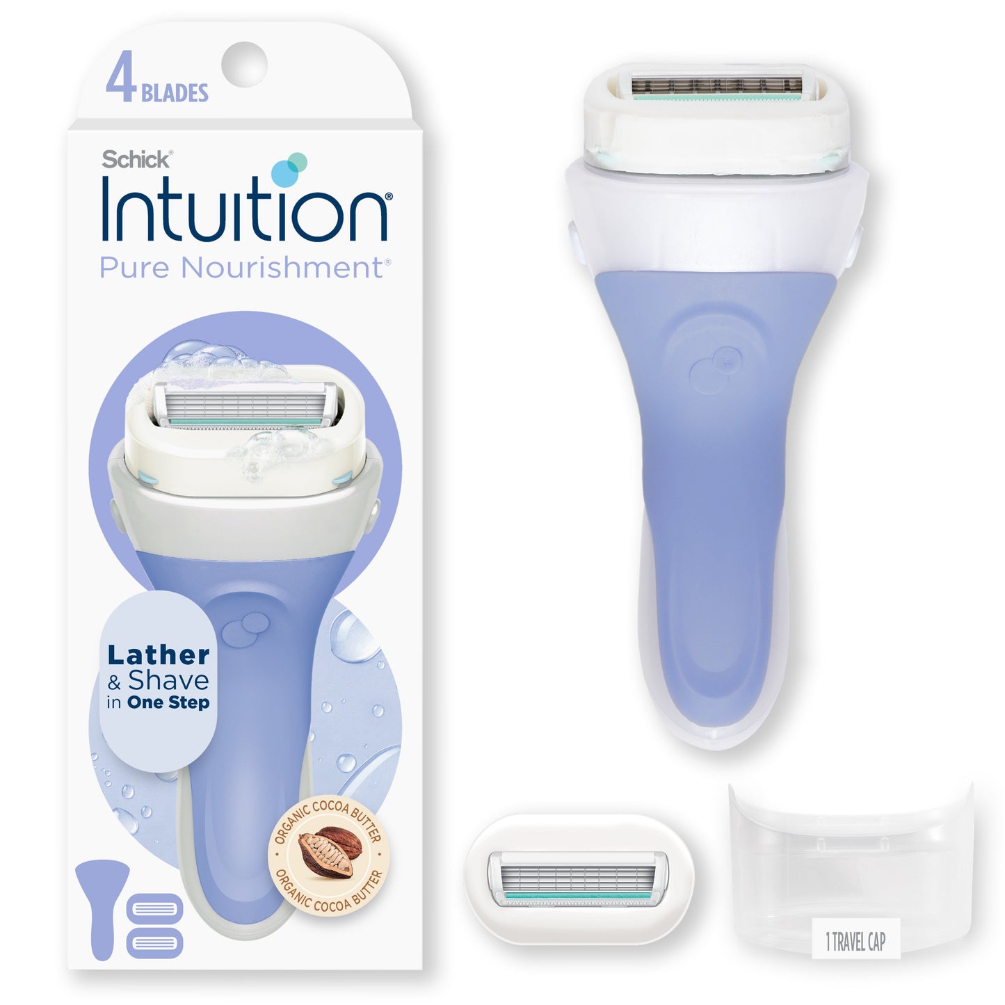 Schick Intuition Pure Nourishment with Shea Butter Women's Razor Kit + 2 Blade Refills