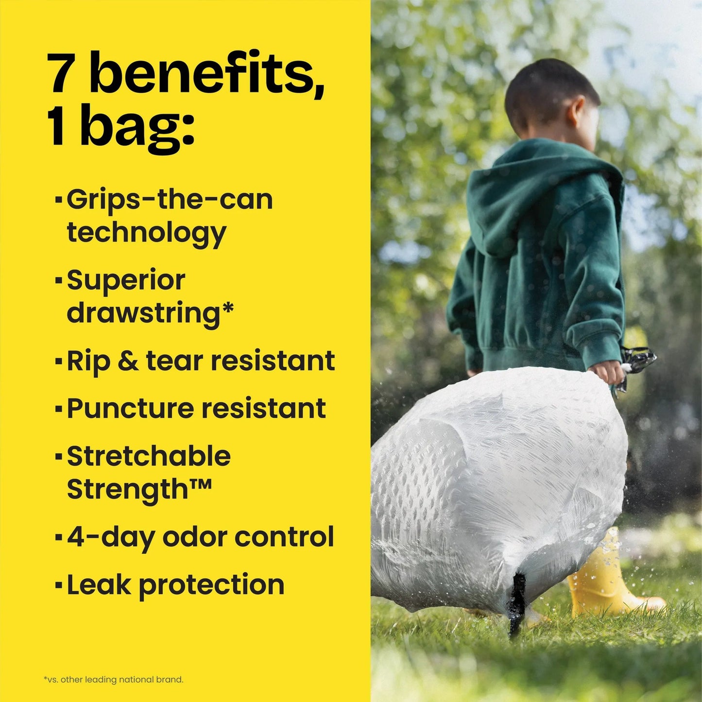 Glad ForceFlex Tall Kitchen Drawstring Trash Bags, 13 Gal - Gain Fresh Clean with Febreze